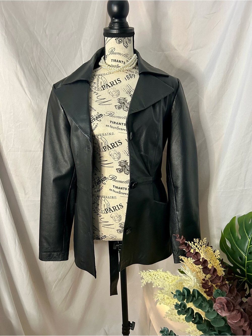 Darkromantic east 5th Women's Grunge Black Button Leather Jacket Pockets Size M